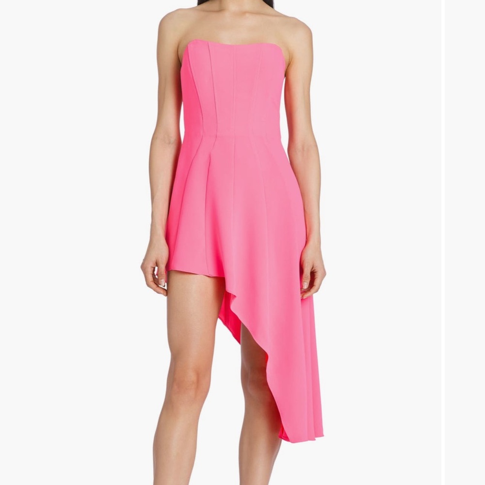Amanda Uprichard Strapless Asymmetrical Muse Dress in Hibiscus